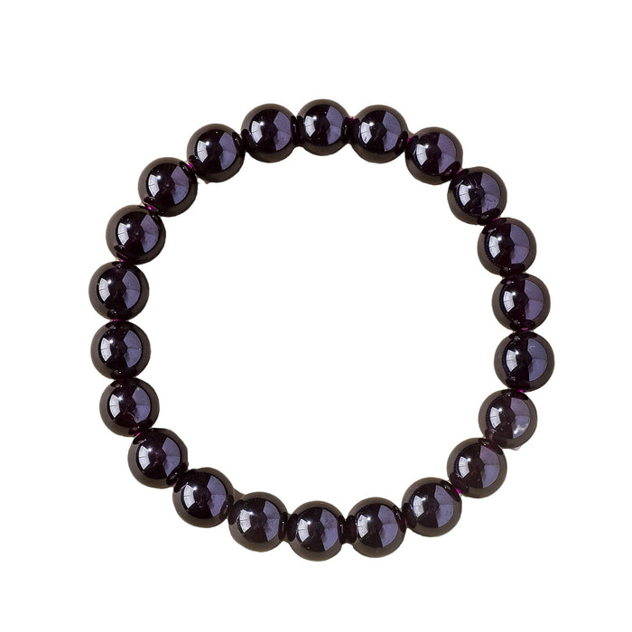 Wine-Red Garnet Bead Bracelet