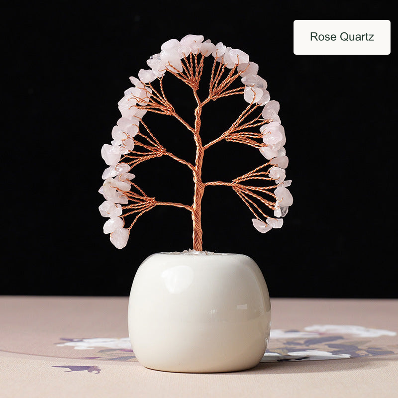 Rose Quartz crystal tree — English option label