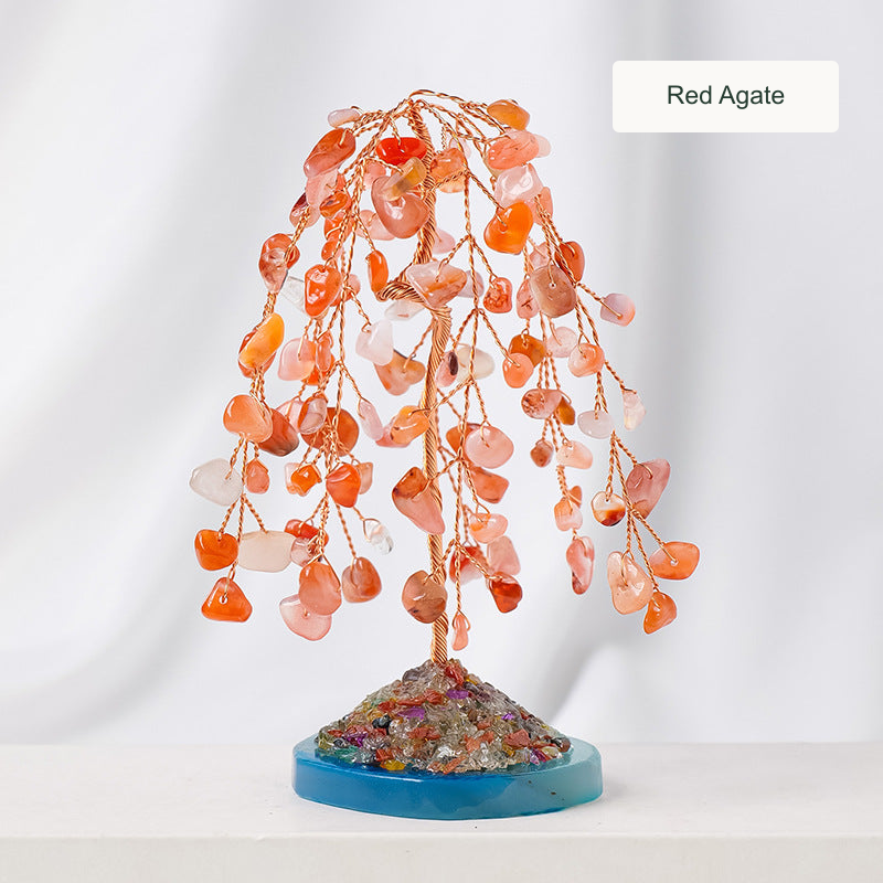 Red Agate crystal tree — original product photo with English option label