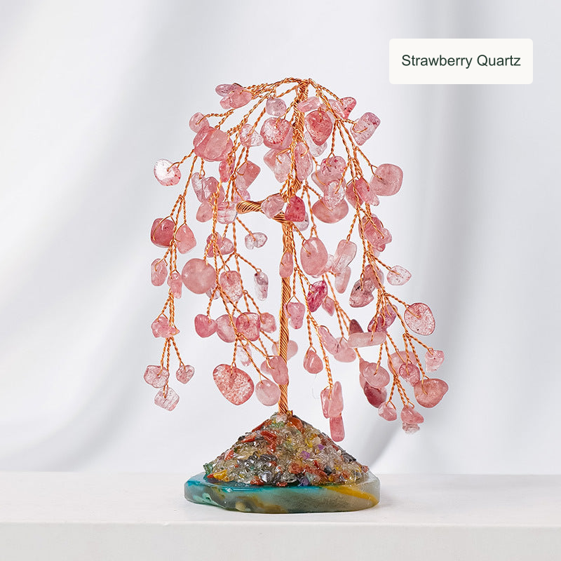 Strawberry Quartz crystal tree — original product photo with English option label