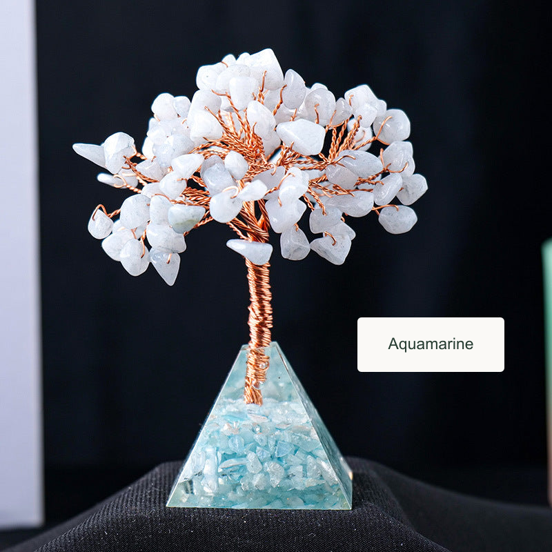 Aquamarine crystal tree — English option label