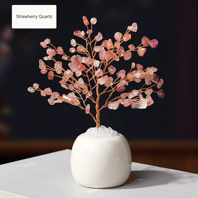 Strawberry Quartz crystal tree — original product photo with English option label