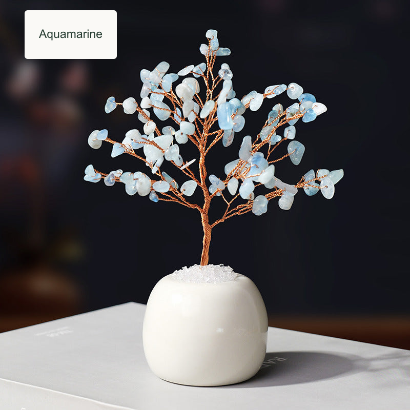 Aquamarine crystal tree — original product photo with English option label