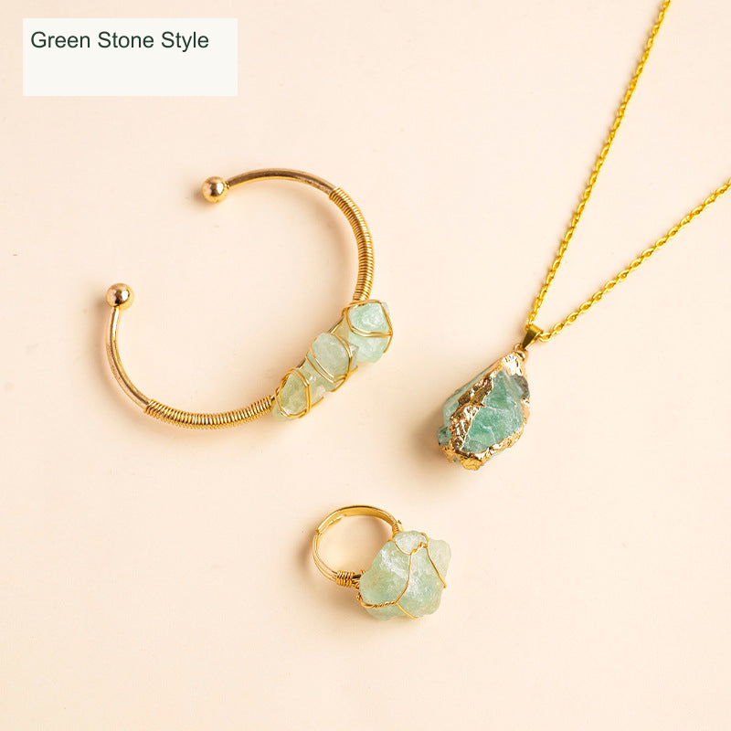Original stone jewelry photograph with English label; product and metal details unchanged