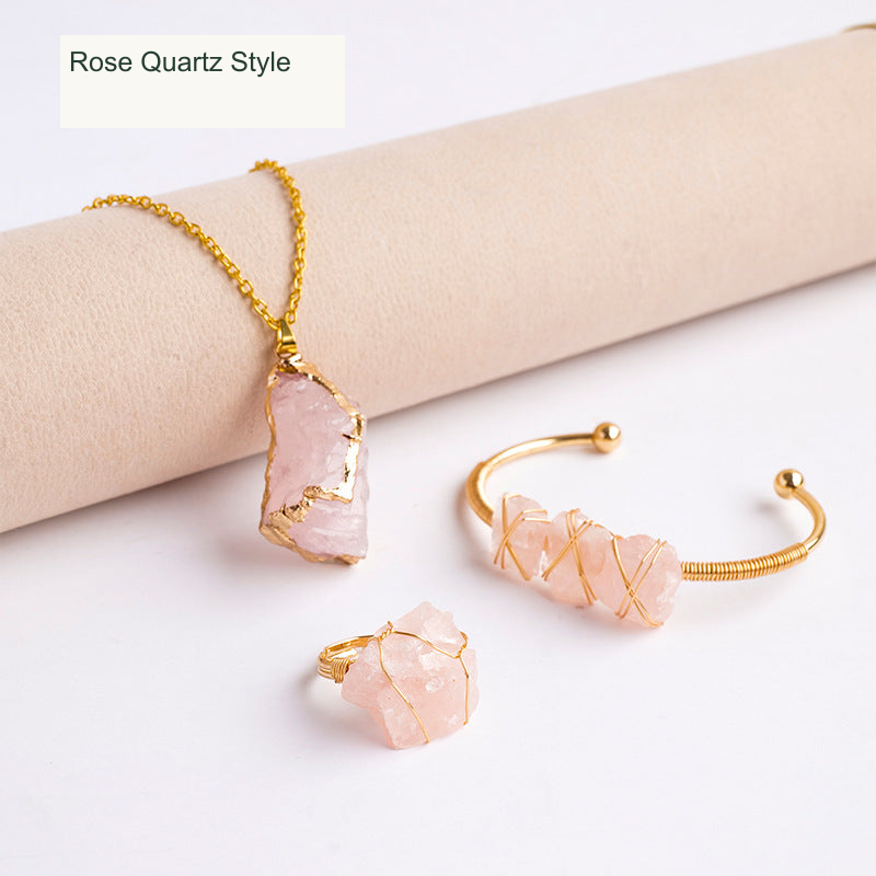 Original stone jewelry photograph with English label; product and metal details unchanged
