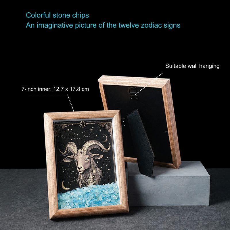 Exact actual zodiac frame; English external caption, intrinsic printed artwork preserved