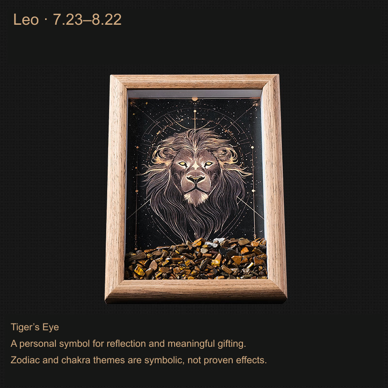 Exact actual zodiac frame; English external caption, intrinsic printed artwork preserved