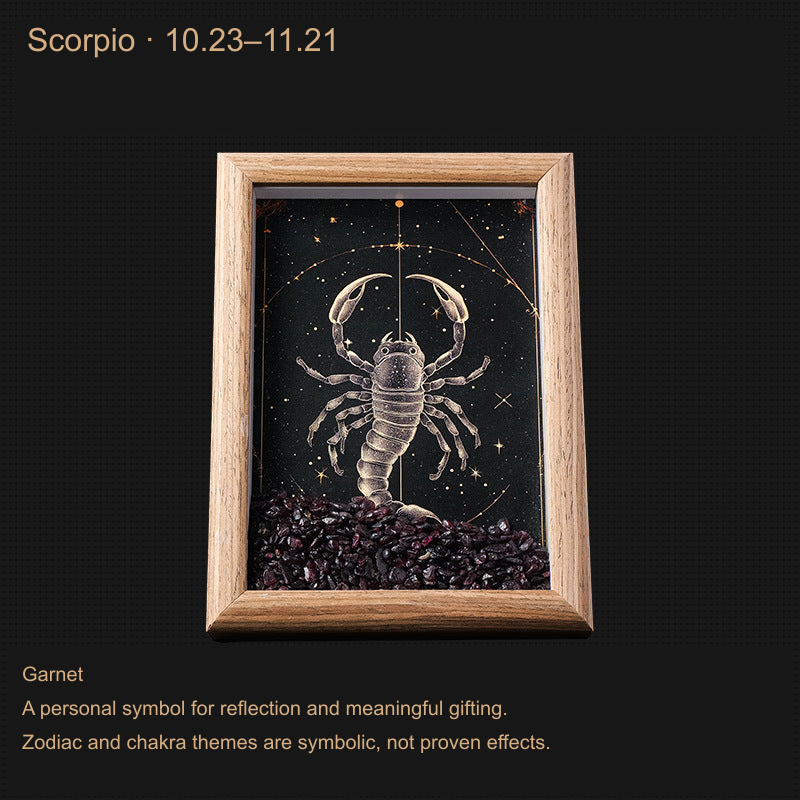 Exact actual zodiac frame; English external caption, intrinsic printed artwork preserved