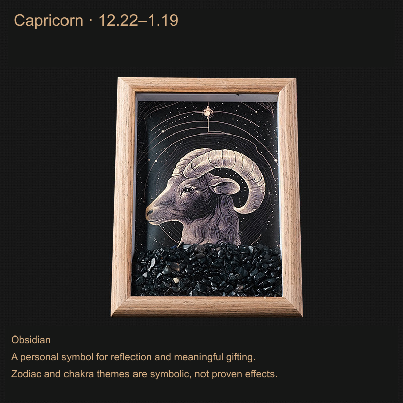 Exact actual zodiac frame; English external caption, intrinsic printed artwork preserved