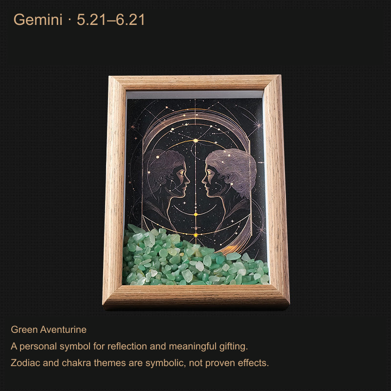 Exact actual zodiac frame; English external caption, intrinsic printed artwork preserved