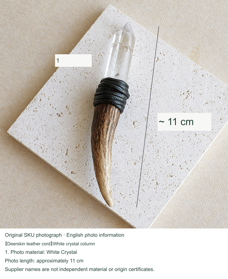 【Deerskin leather cord】White crystal column; equivalent English photo information