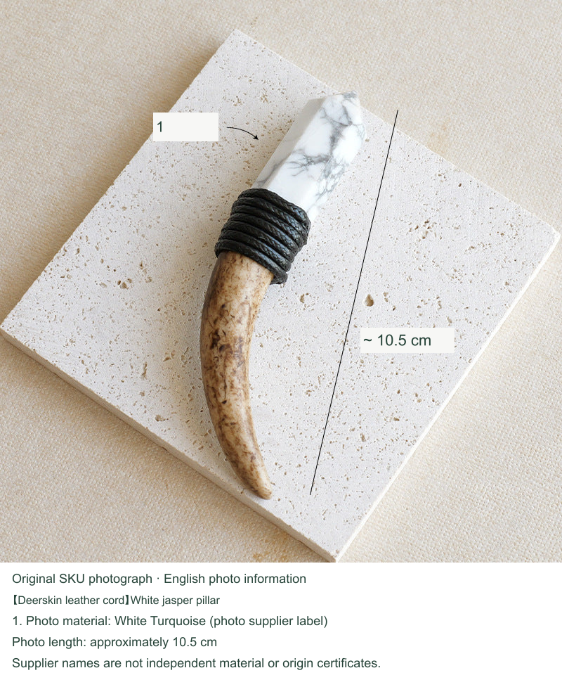 【Deerskin leather cord】White jasper pillar; equivalent English photo information