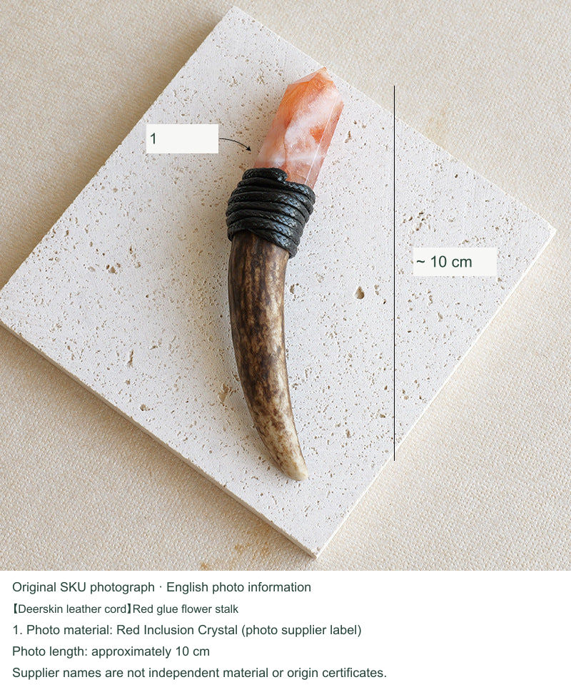 【Deerskin leather cord】Red glue flower stalk; equivalent English photo information