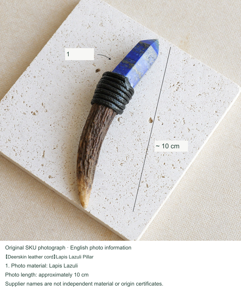【Deerskin leather cord】Lapis Lazuli Pillar; equivalent English photo information
