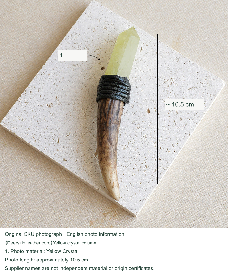 【Deerskin leather cord】Yellow crystal column; equivalent English photo information