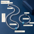 Original quartz and aquamarine magnetic clasp jewelry photograph with English measurements