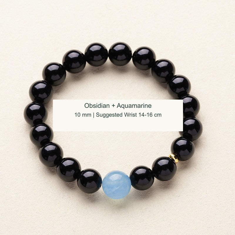 Original bead bracelet photograph with English material and measurement labels; physical product pixels retained