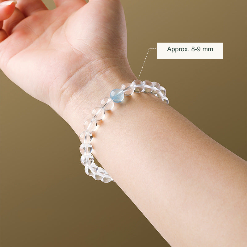 Original bead bracelet photograph with English material and measurement labels; physical product pixels retained