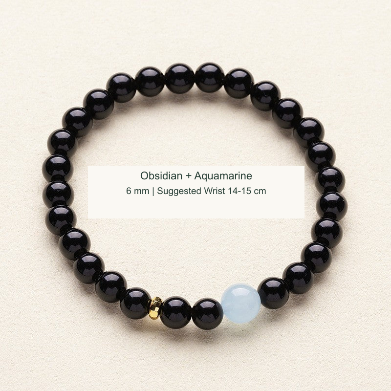 Original bead bracelet photograph with English material and measurement labels; physical product pixels retained