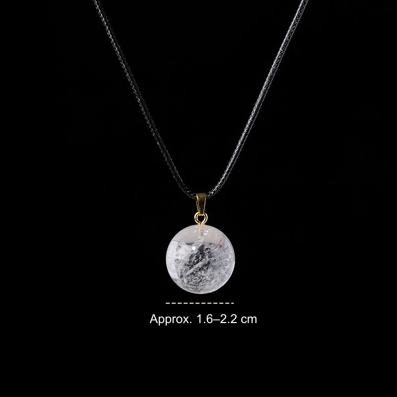 White Crystal sphere pendant; English photo size reference