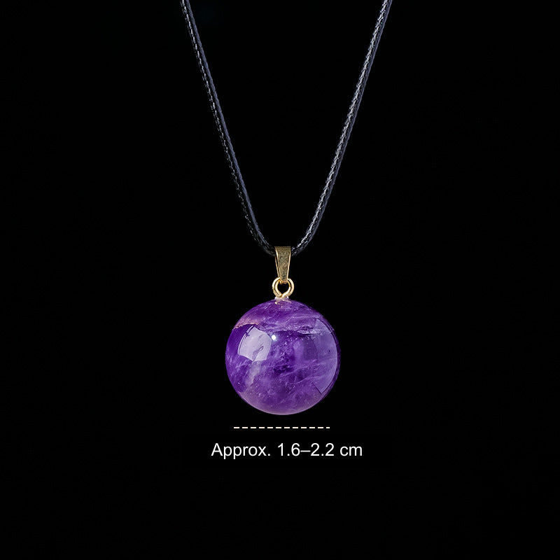 Amethyst sphere pendant; English photo size reference