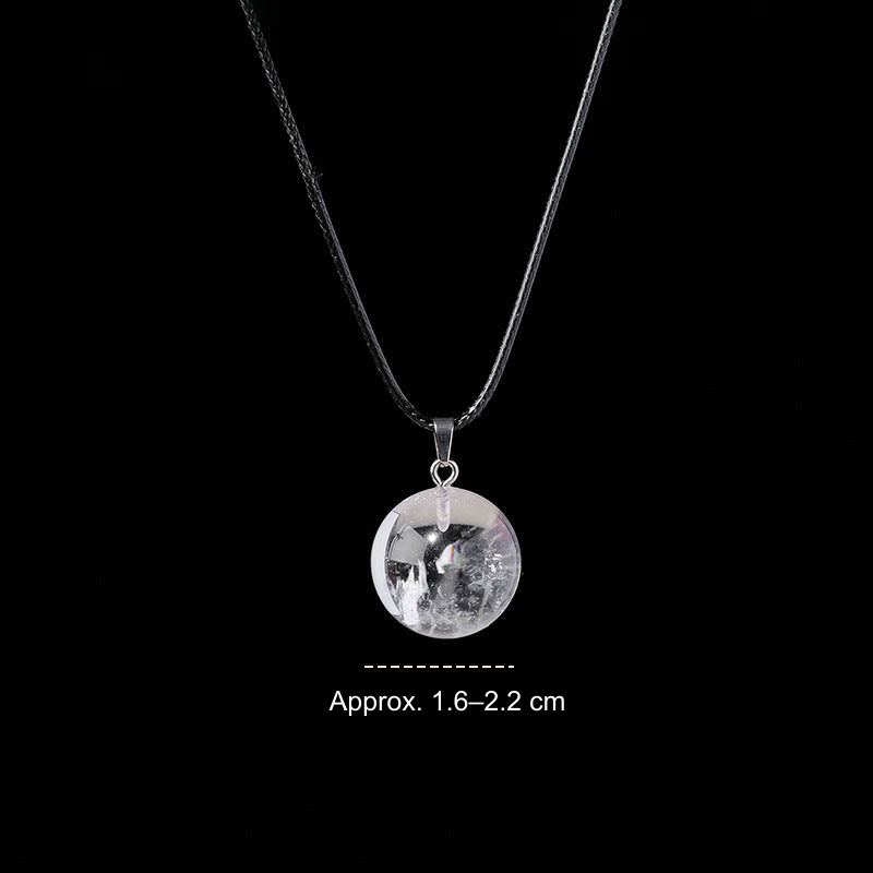 White Crystal sphere pendant; English photo size reference