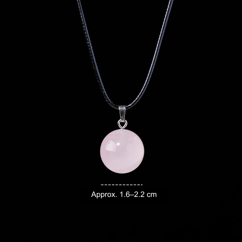 Rose Quartz sphere pendant; English photo size reference