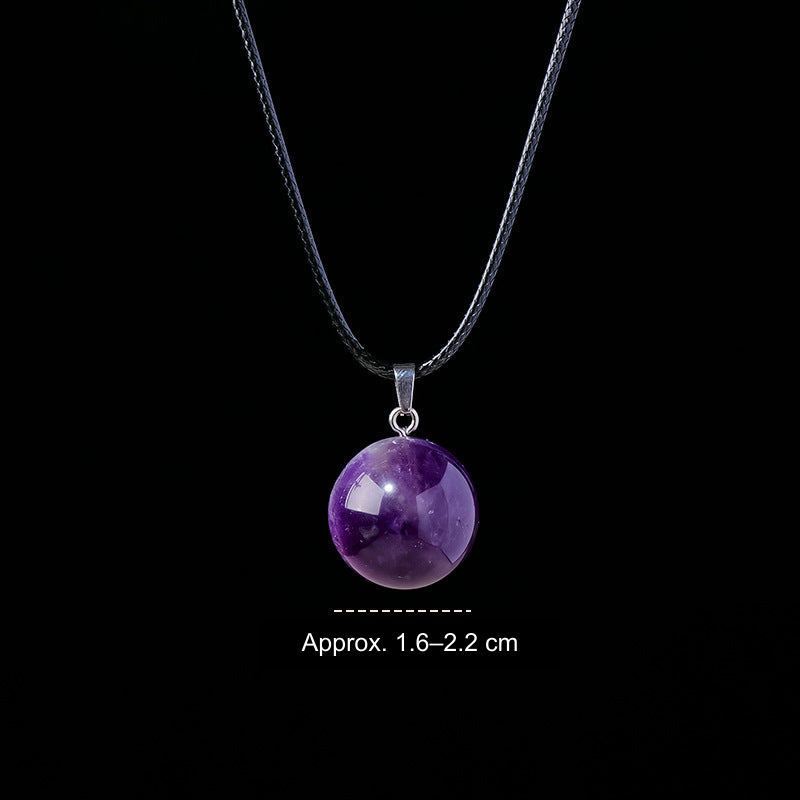Amethyst sphere pendant; English photo size reference