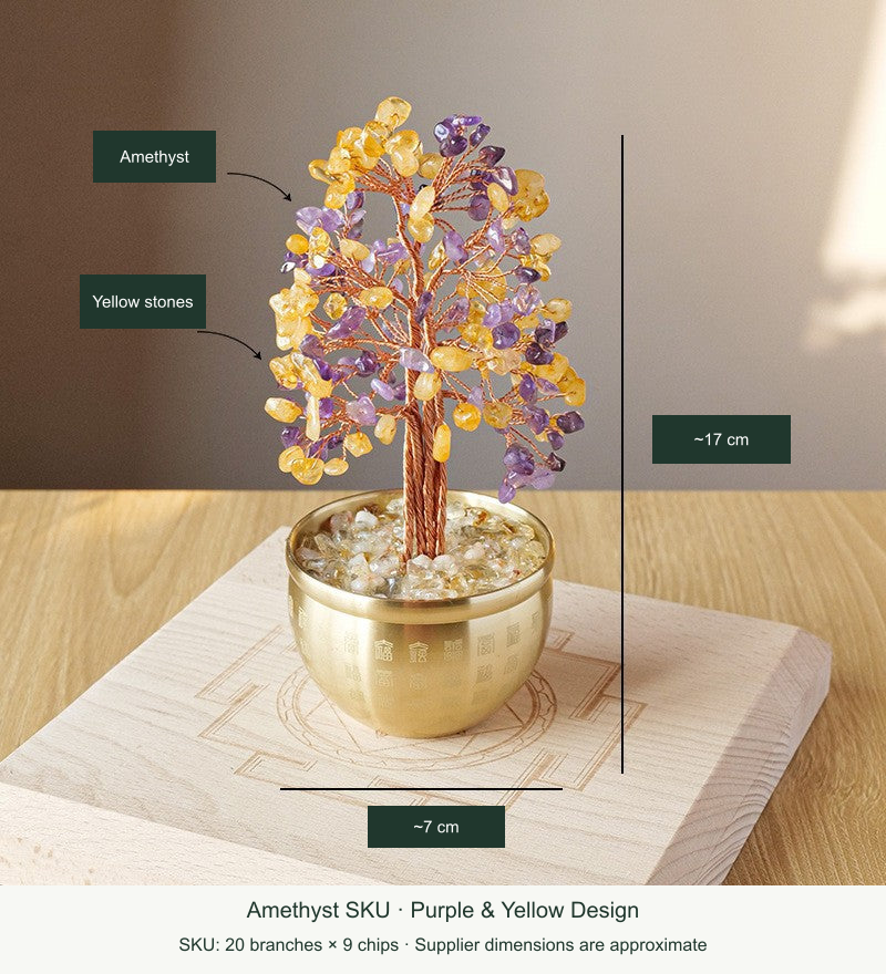 Blessing Bowl Tree — 20 branches × 9 chips — English supplier dimensions