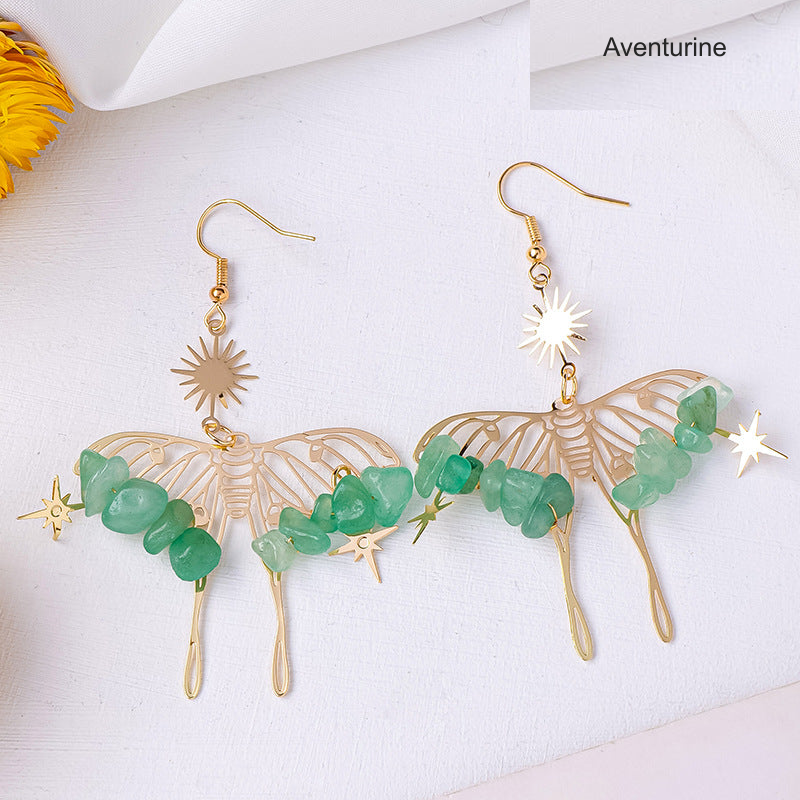 Aventurine butterfly chip earrings; English label