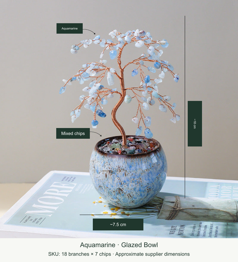 Aquamarine · 18 Branches × 7 Chips — actual product, English dimensions