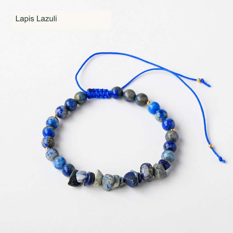 Lapis Lazuli bead and chip cord bracelet English labels
