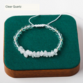 Clear Quartz bead and chip cord bracelet English labels