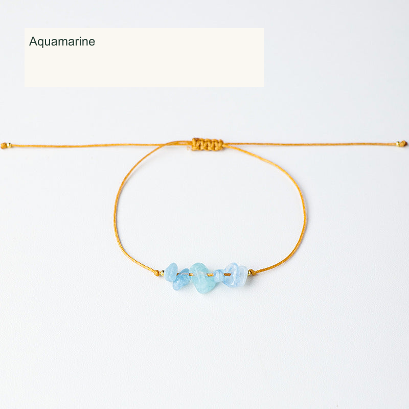 Aquamarine chip cord bracelet English labels