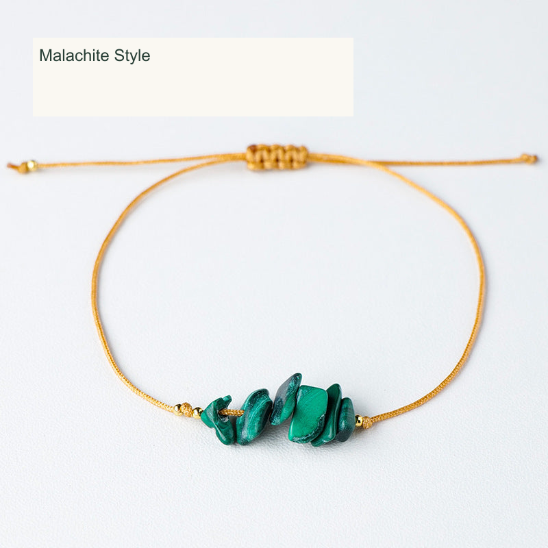 Malachite Style chip cord bracelet English labels
