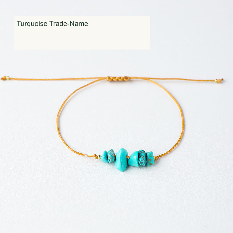 Turquoise Trade-Name chip cord bracelet English labels