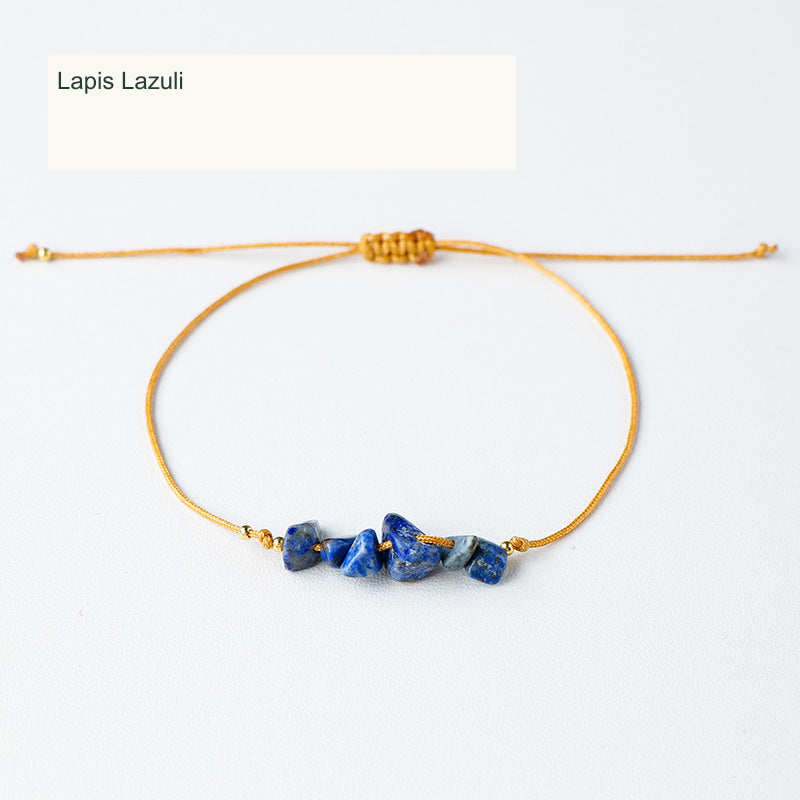 Lapis Lazuli chip cord bracelet English labels