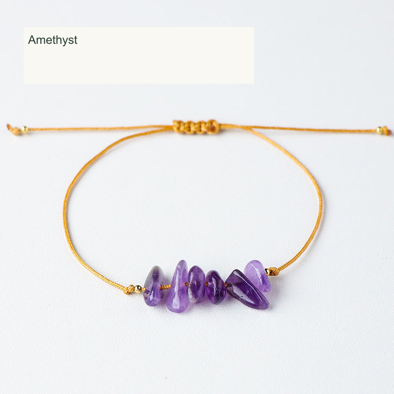 Amethyst chip cord bracelet English labels