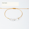 Clear Quartz chip cord bracelet English labels
