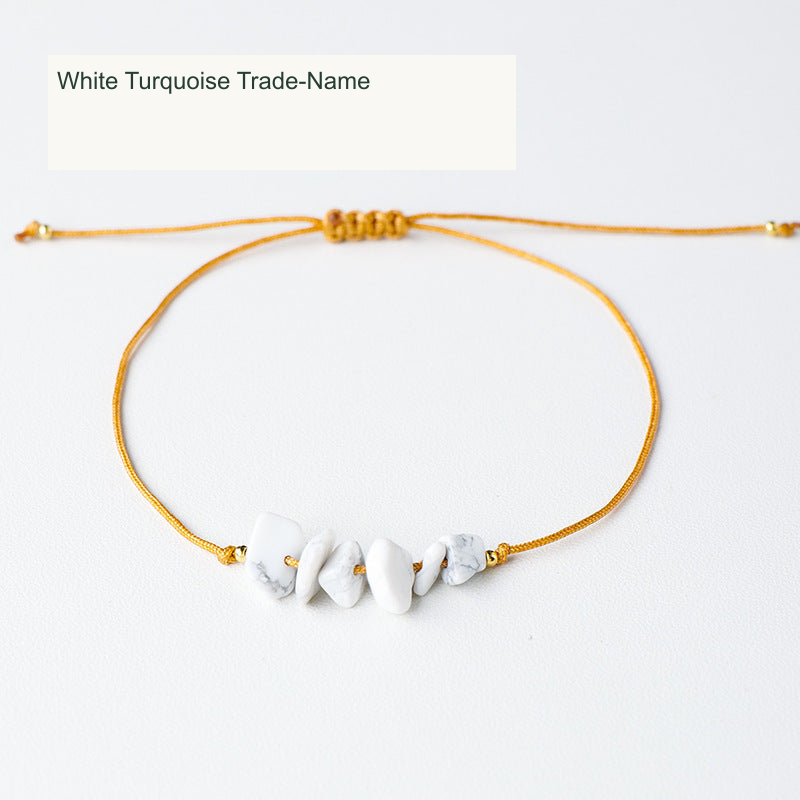 White Turquoise Trade-Name chip cord bracelet English labels
