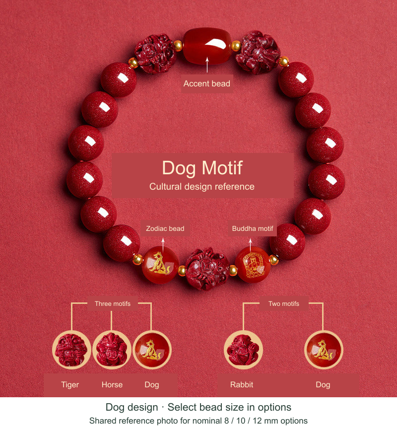 Dog Chinese zodiac bracelet design, English cultural motif references and shared bead-size photo