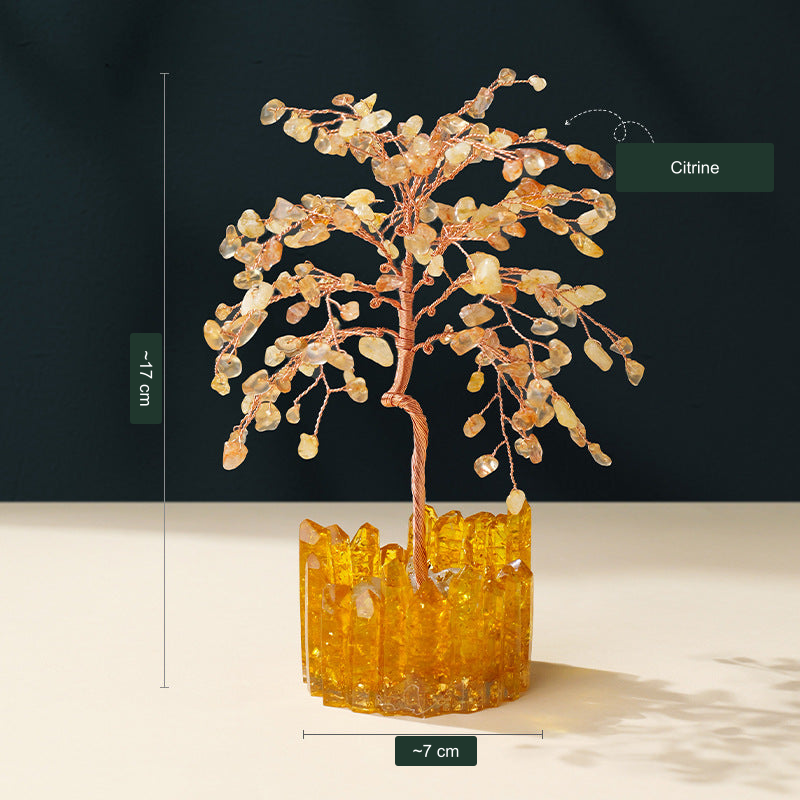 Original selected tree photo 8 with English material name and approximate supplier size references; stone and branch photo unchanged