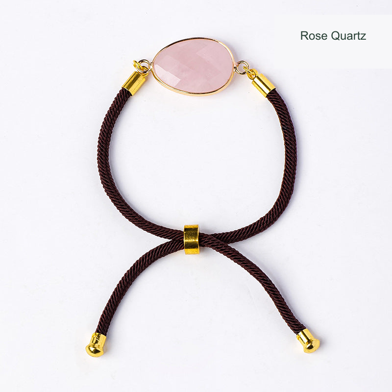 Adjustable cord bracelet — Rose Quartz
