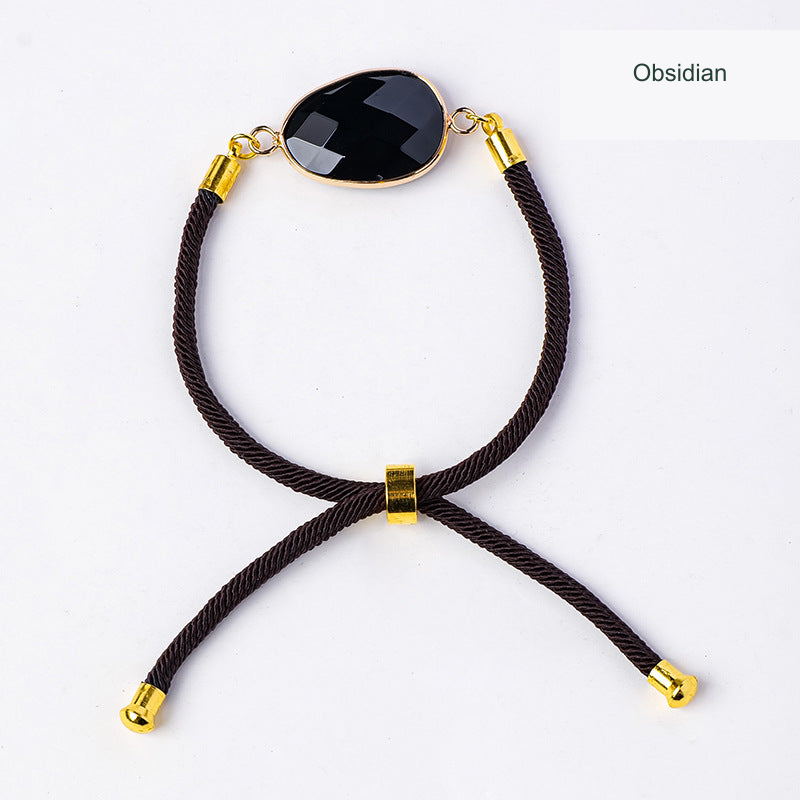 Adjustable cord bracelet — Obsidian