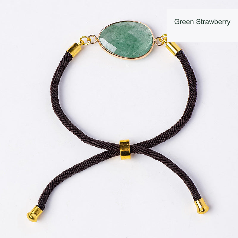 Adjustable cord bracelet — Green Strawberry