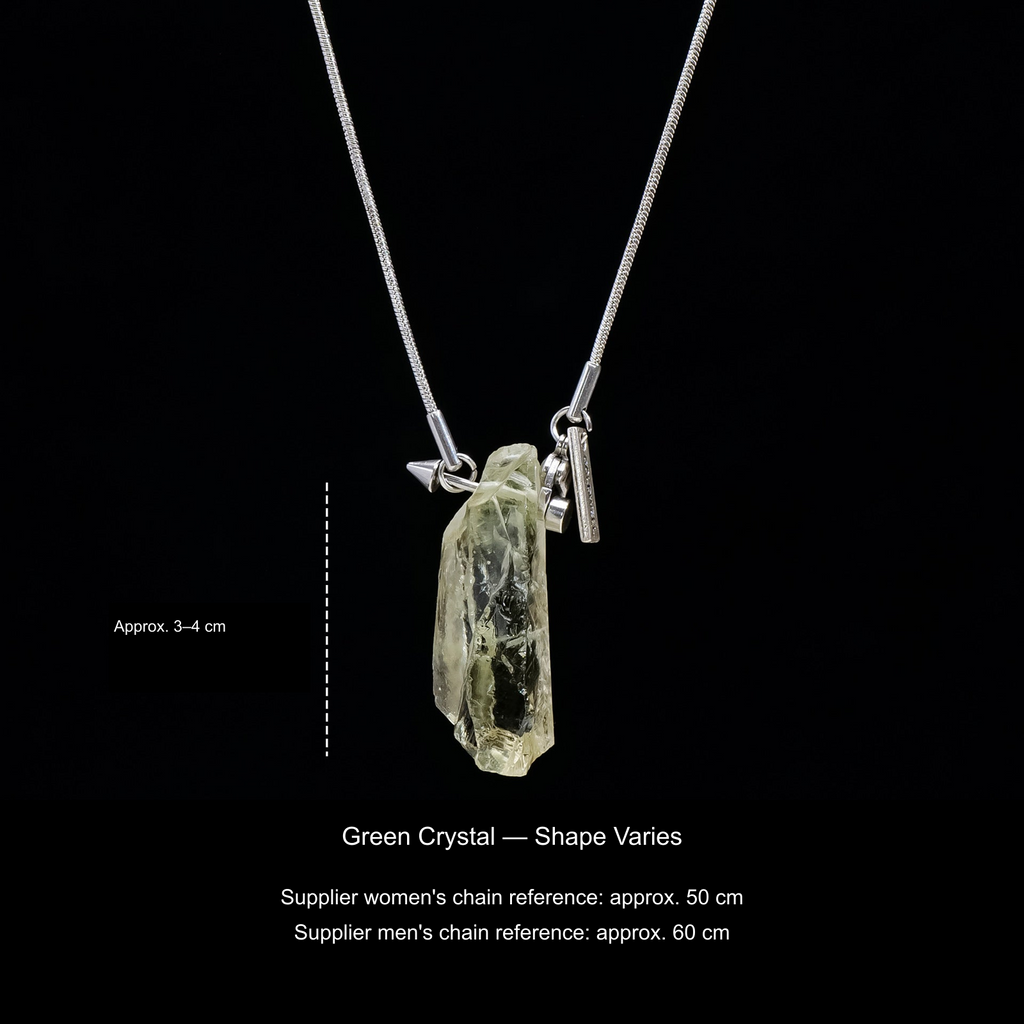 Original stone and Cupid-arrow necklace photograph; English supplier material, size and50/60cm chain references.