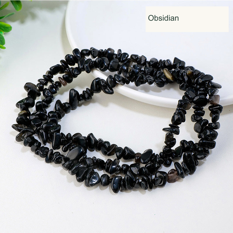 Obsidian jewelry-making chip bead strand supplier style, English label
