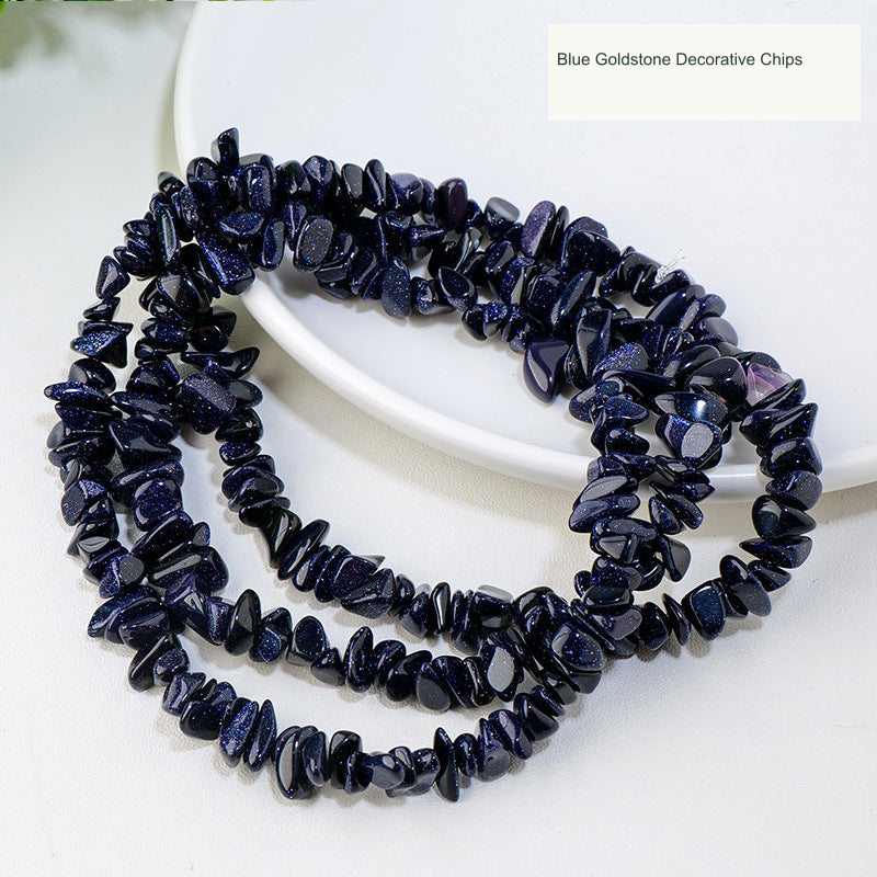 Blue Goldstone Decorative Chips jewelry-making chip bead strand supplier style, English label