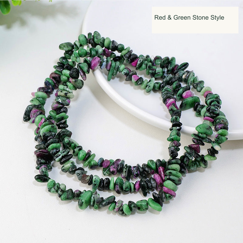 Red & Green Stone Style jewelry-making chip bead strand supplier style, English label