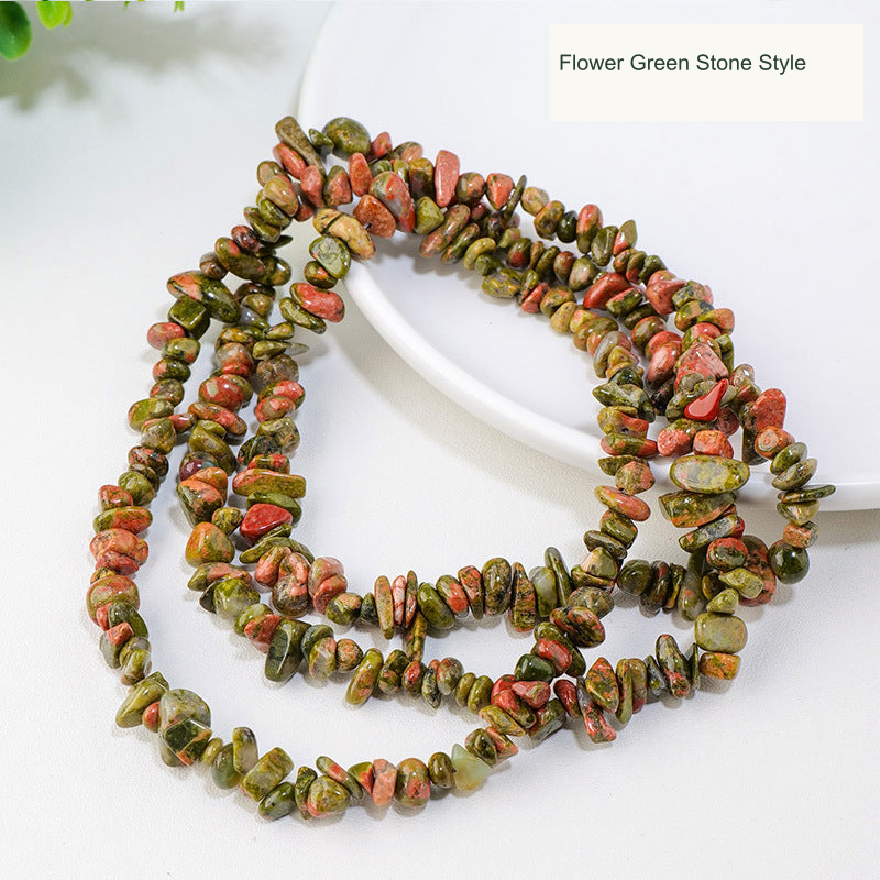 Flower Green Stone Style jewelry-making chip bead strand supplier style, English label